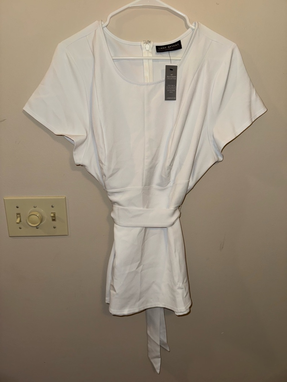 Lane Bryant White Illusion Collection V-Neck Top